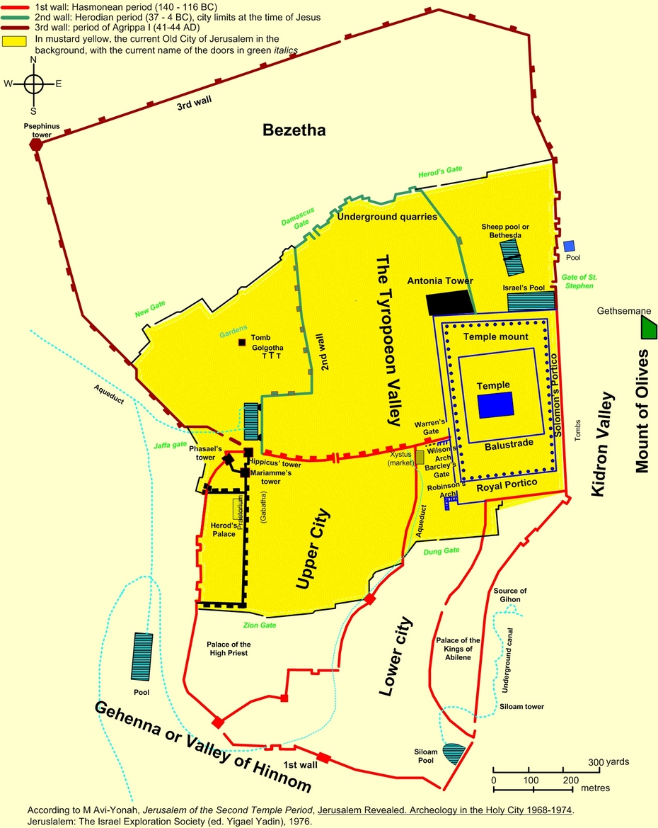Map of Jerusalem at the time of Jesus and the New Testament