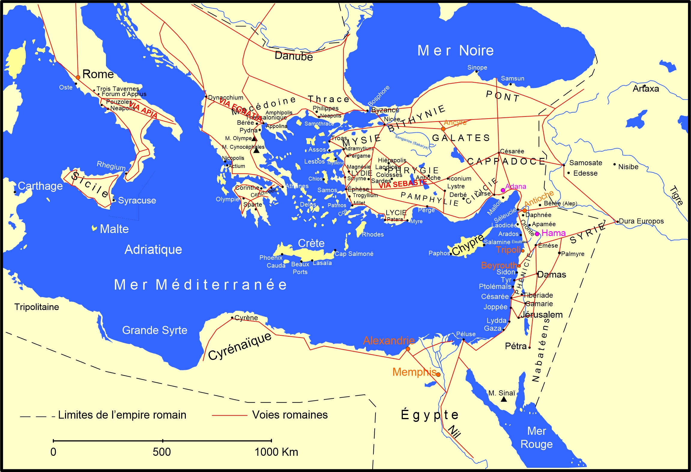 Voies romaines � l'�poque de s. Paul